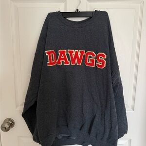 Chenille Gold Glittery Patch Georgia UGA DAWGS Sweatshirt. Size Adult XL
